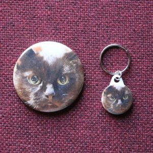 personalised keyring and fridge magnet set